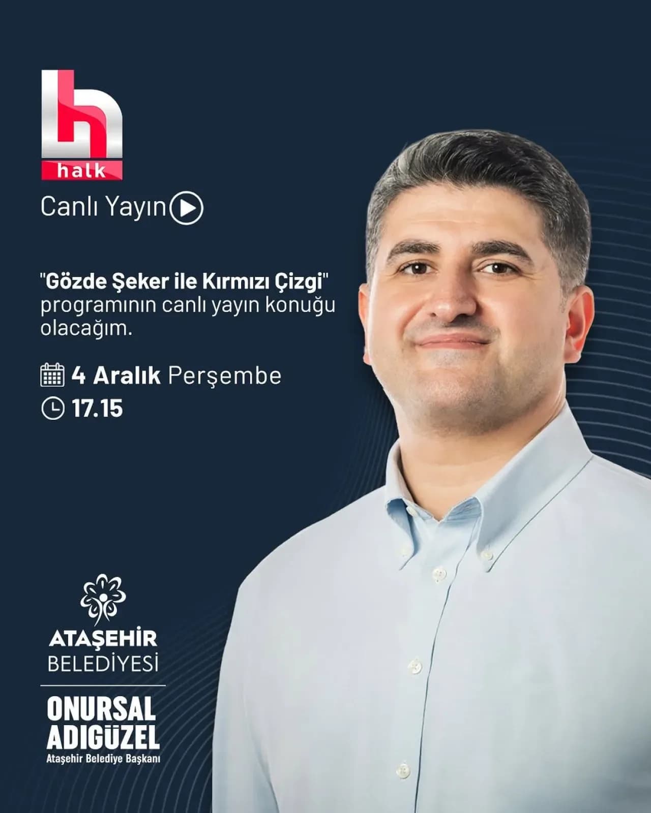 Ataşehir Belediye Başkanı Onursal Adıgüzel, Halk TV'de Ataşehir Projelerini Anlatacak Ataşehir Belediye Başkanı Onursal Adıgüzel, Halk TV'de Ataşehir Projelerini Anlatacak