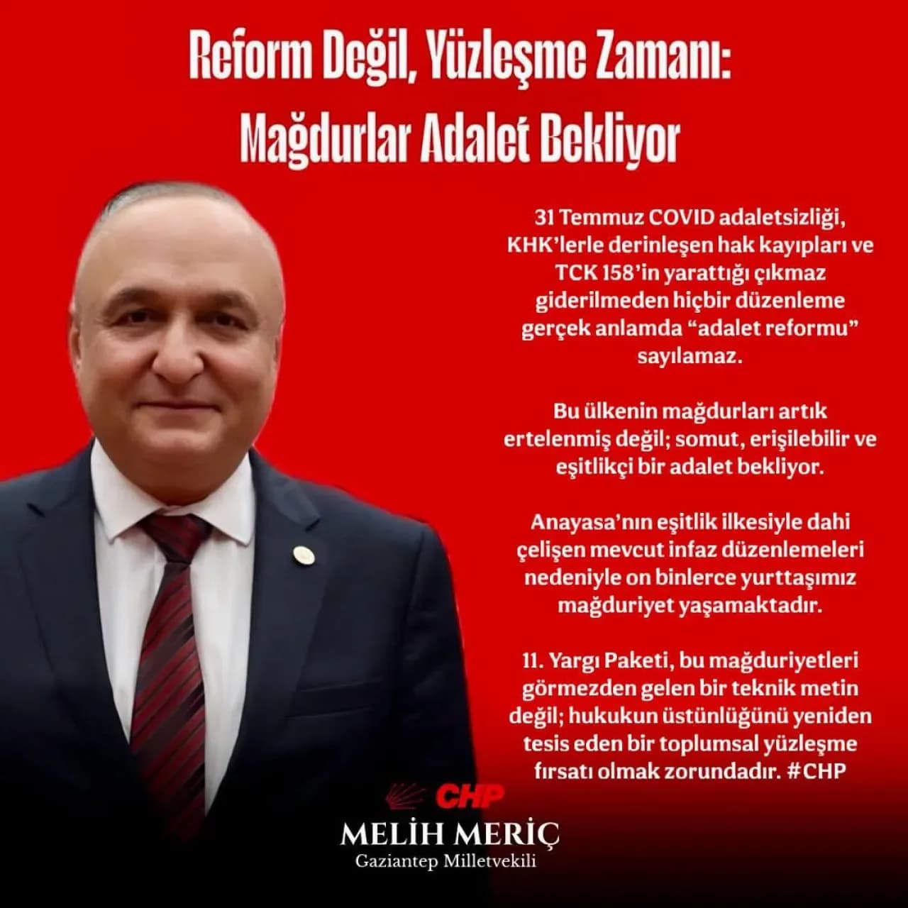 Gaziantep Milletvekili Melih Meriç'ten Adalet Reformu Çağrısı: Somut Adım Bekleniyor Gaziantep Milletvekili Melih Meriç'ten Adalet Reformu Çağrısı: Somut Adım Bekleniyor
