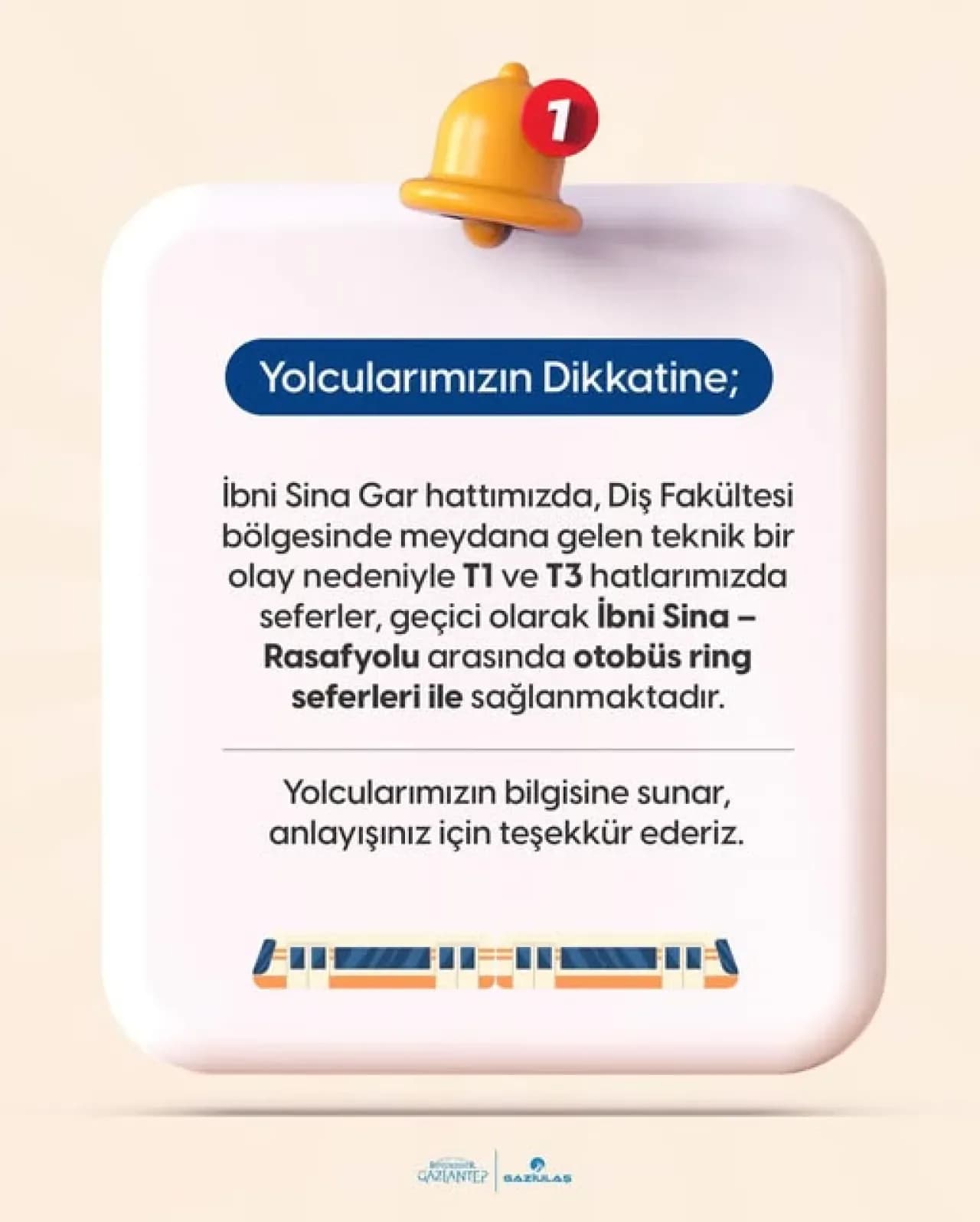Gaziantep'te T1 ve T3 Hatlarında Geçici Otobüs Ring Seferleri Başladı Gaziantep'te T1 ve T3 Hatlarında Geçici Otobüs Ring Seferleri Başladı