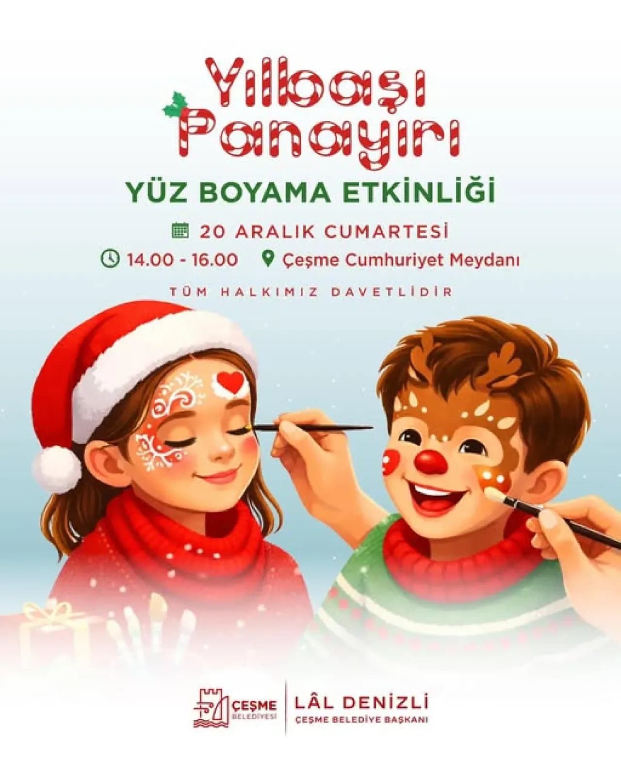 İzmir Çeşme'de Yılbaşı Coşkusu Çocuklarla Başlıyor: Yüz Boyama Etkinliği İzmir Çeşme'de Yılbaşı Coşkusu Çocuklarla Başlıyor: Yüz Boyama Etkinliği