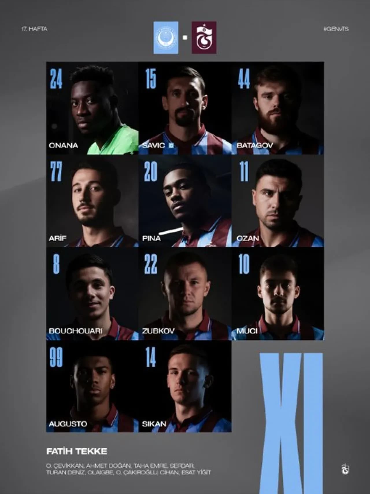 Trabzonspor, Gençlerbirliği Maçı için Sahaya Çıkacak İlk 11'i Açıkladı Trabzonspor, Gençlerbirliği Maçı için Sahaya Çıkacak İlk 11'i Açıkladı