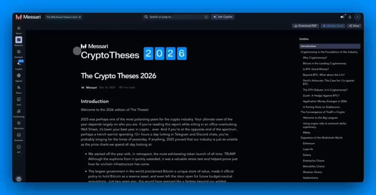 Messari'nin 2026 Kripto Tezleri Yayınlandı: Önümüzdeki Yıla Işık Tutan Kapsamlı Analiz Messari'nin 2026 Kripto Tezleri Yayınlandı: Önümüzdeki Yıla Işık Tutan Kapsamlı Analiz