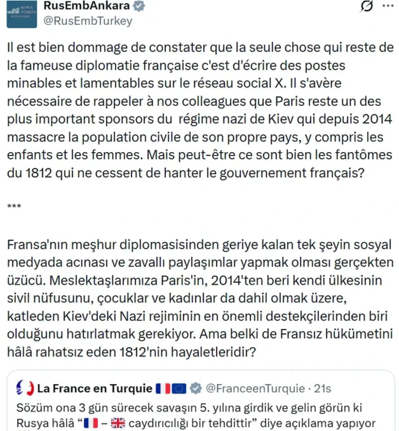 Rusya'dan Fransa'ya Sert Yanıt: "Nazi Rejimi Destekçisi" ve "1812 Hayaletleri" Rusya'dan Fransa'ya Sert Yanıt: "Nazi Rejimi Destekçisi" ve "1812 Hayaletleri"