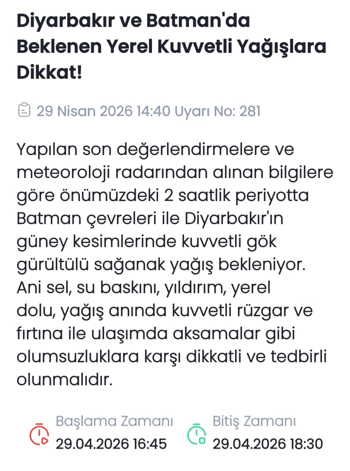 Diyarbakır ve Batman'da Kuvvetli Yağış Uyarısı: Sel ve Su Baskını Riski Diyarbakır ve Batman'da Kuvvetli Yağış Uyarısı: Sel ve Su Baskını Riski