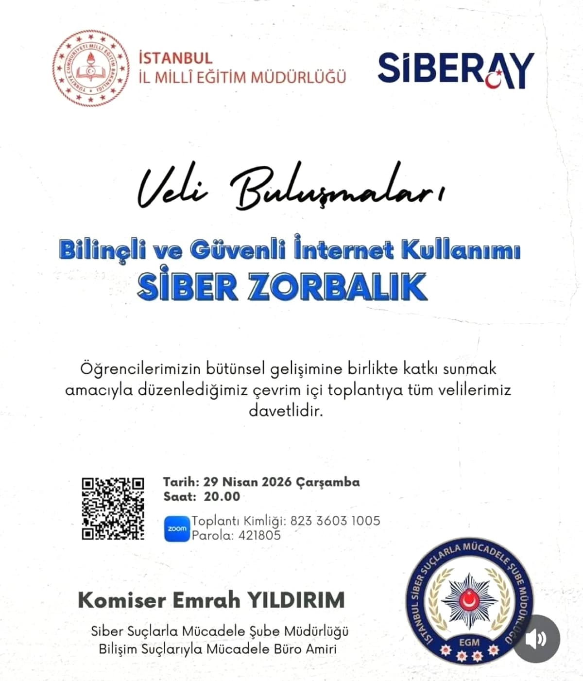 Kartal'da Velilere Siber Zorbalık Eğitimi Verildi Kartal'da Velilere Siber Zorbalık Eğitimi Verildi