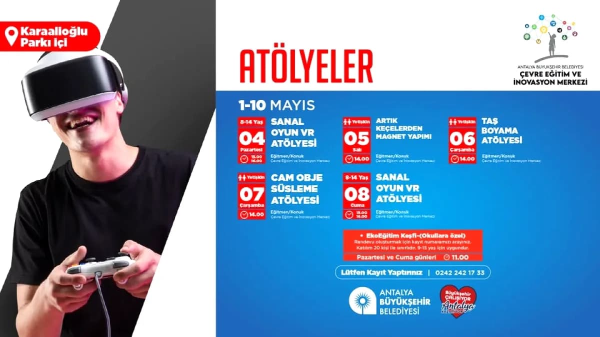 Antalya'da Mayıs Atölyeleri: Bugün Karaalioğlu Parkı'nda Ücretsiz Etkinlik Antalya'da Mayıs Atölyeleri: Bugün Karaalioğlu Parkı'nda Ücretsiz Etkinlik