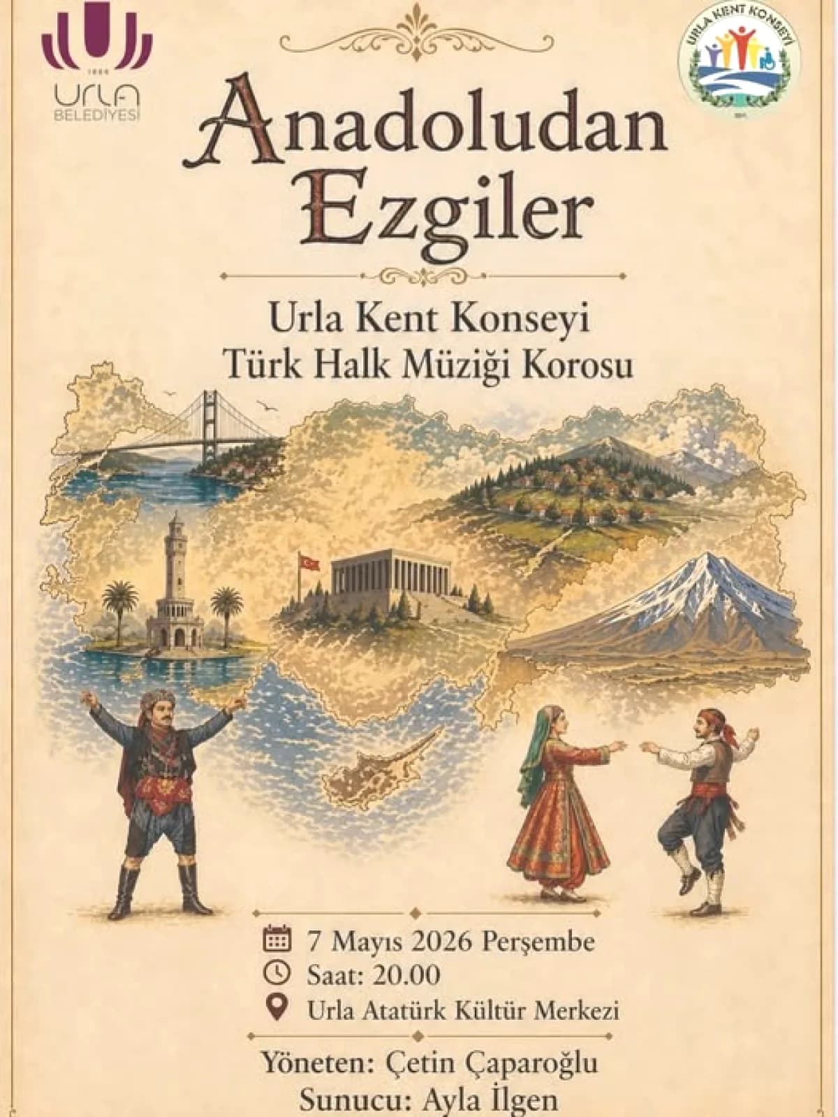 Urla'da Anadolu'dan Ezgiler Konseri: 7 Mayıs'ta Halk Müziği Rüzgarı Esecek Urla'da Anadolu'dan Ezgiler Konseri: 7 Mayıs'ta Halk Müziği Rüzgarı Esecek