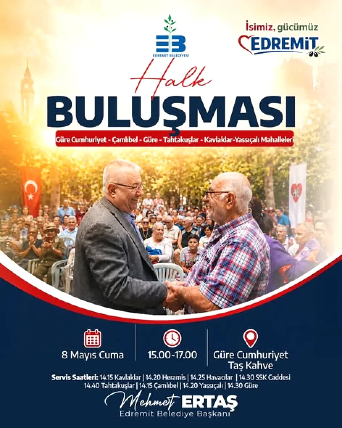 Edremit Belediyesi Halk Buluşmaları Başlıyor: 8 Mayıs'ta Güre ve Kadıköy'de Edremit Belediyesi Halk Buluşmaları Başlıyor: 8 Mayıs'ta Güre ve Kadıköy'de