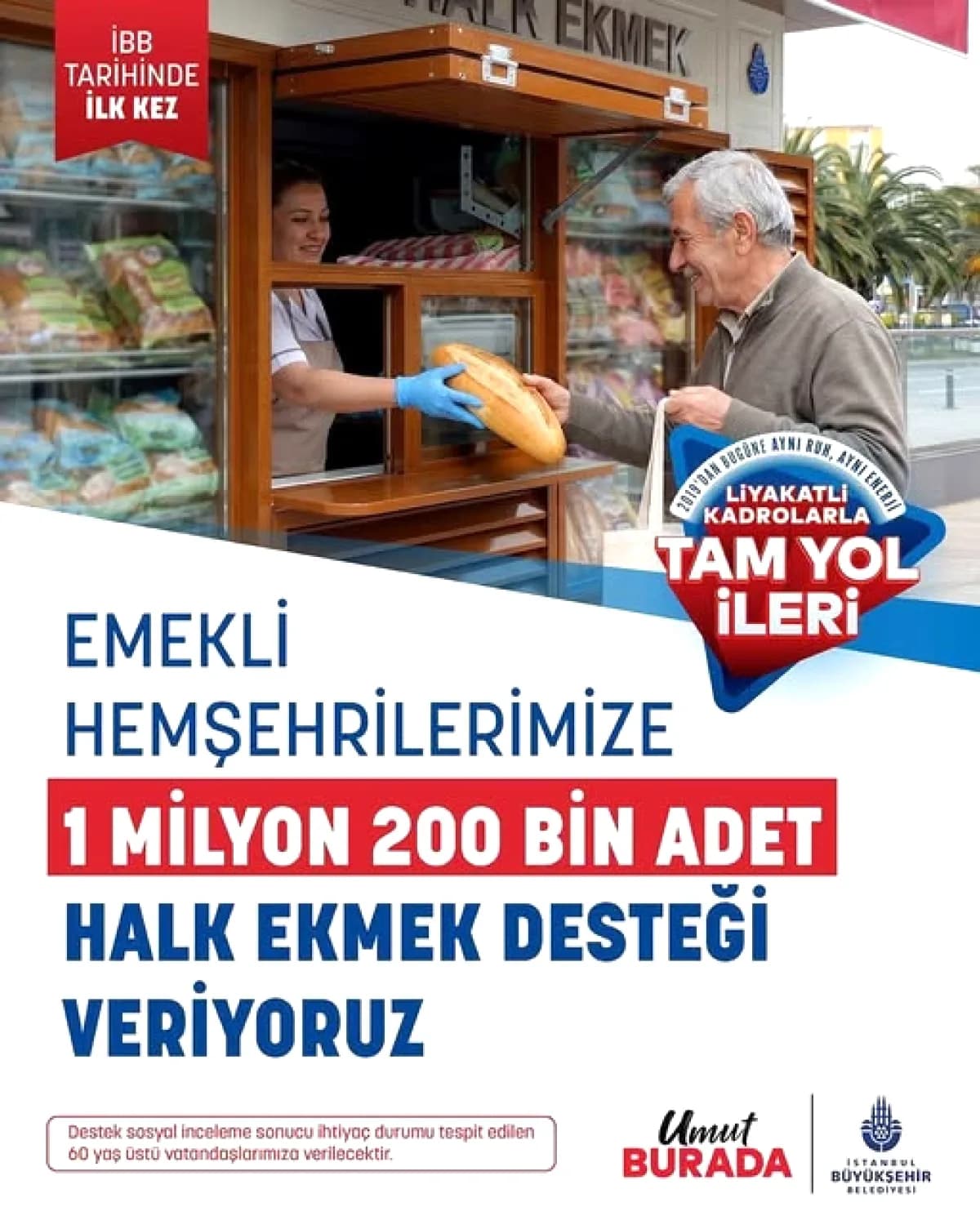 İBB'den 60 Yaş Üstü İhtiyaç Sahiplerine 1.2 Milyon Ekmek Desteği İBB'den 60 Yaş Üstü İhtiyaç Sahiplerine 1.2 Milyon Ekmek Desteği