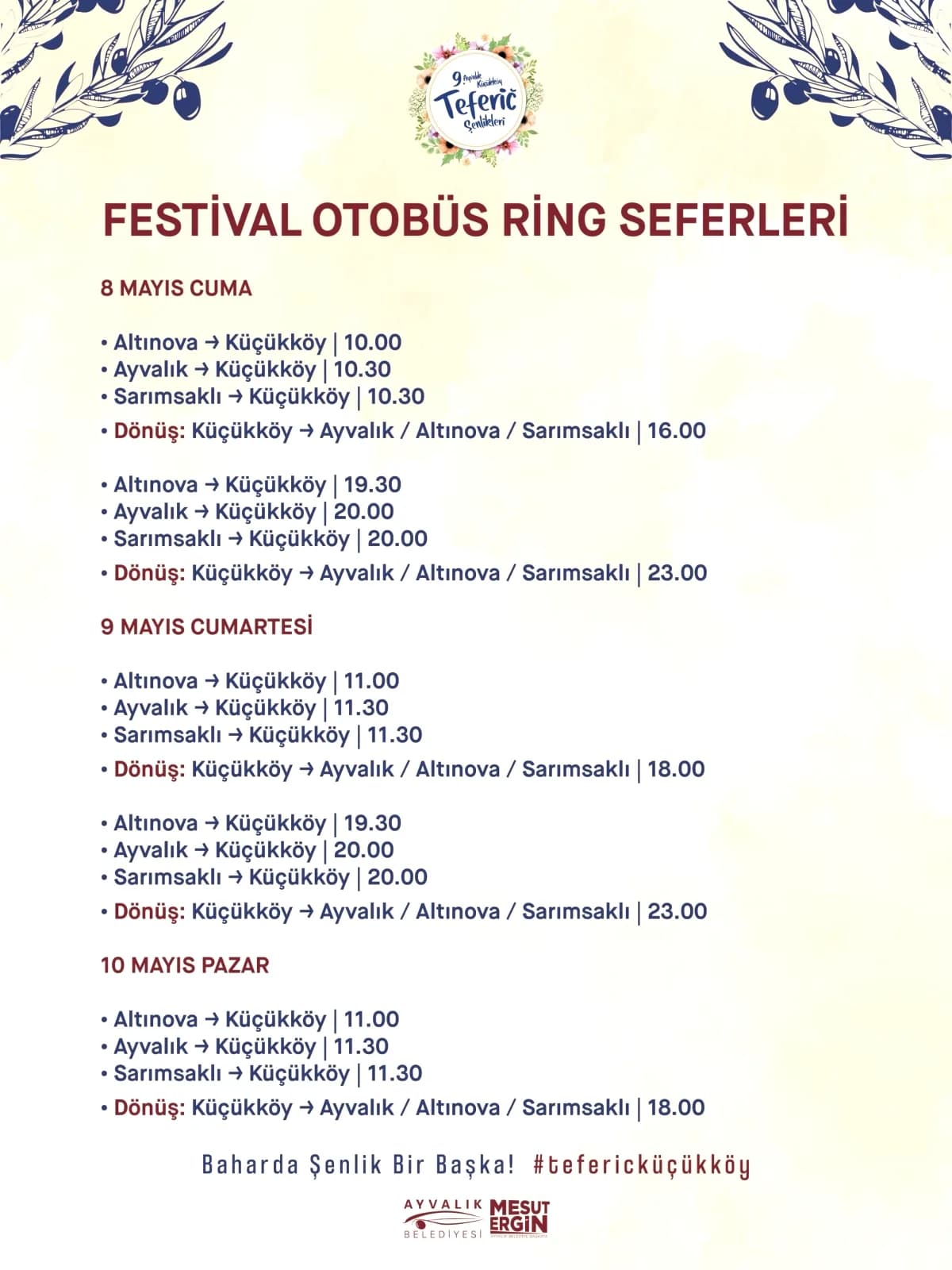 Ayvalık'ta Teferiç Şenlikleri İçin Ücretsiz Ring Seferleri Başladı Ayvalık'ta Teferiç Şenlikleri İçin Ücretsiz Ring Seferleri Başladı