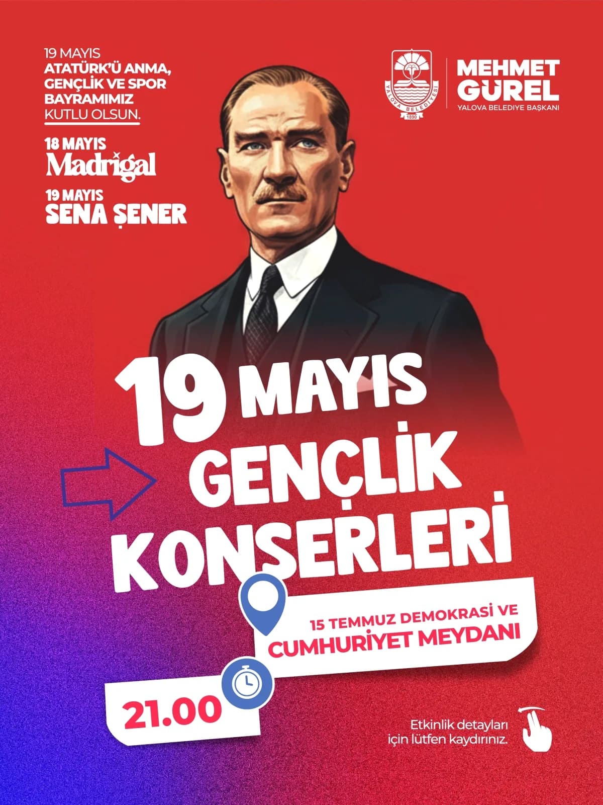 Yalova'da 19 Mayıs Coşkusu: Madrigal ve Sena Şener Konserleri Yalova'da 19 Mayıs Coşkusu: Madrigal ve Sena Şener Konserleri