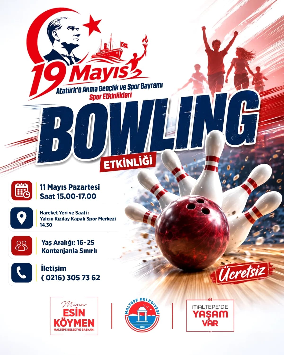 Maltepe'de Gençler İçin Ücretsiz Bowling Etkinliği: 19 Mayıs Coşkusu Sporla Buluşuyor Maltepe'de Gençler İçin Ücretsiz Bowling Etkinliği: 19 Mayıs Coşkusu Sporla Buluşuyor