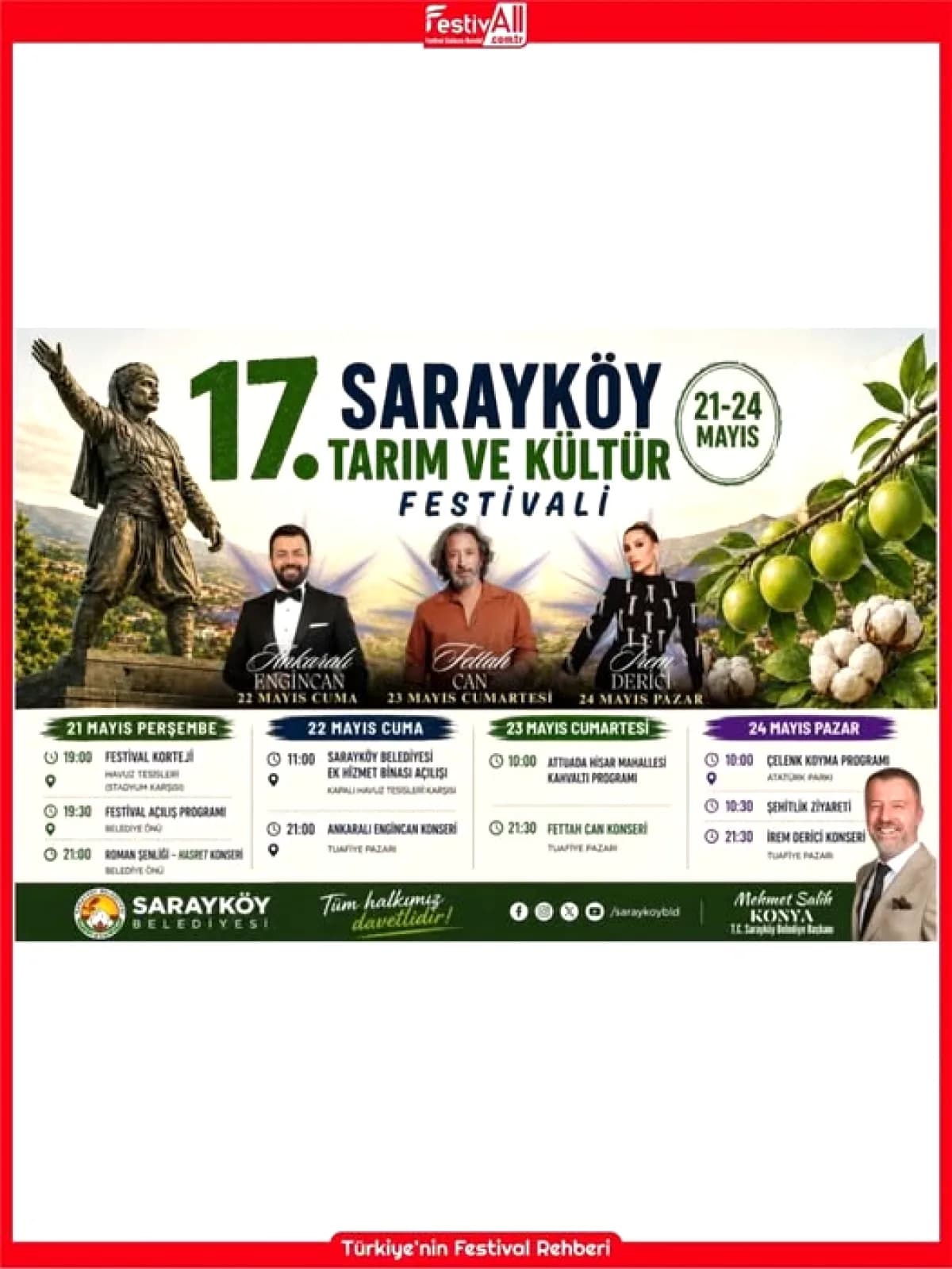 Sarayköy Tarım ve Kültür Festivali 2026'da İrem Derici Sahne Alacak Sarayköy Tarım ve Kültür Festivali 2026'da İrem Derici Sahne Alacak