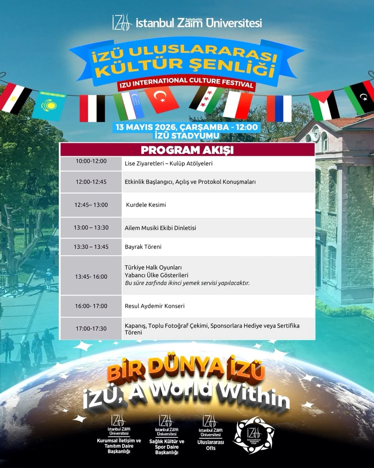 İstanbul Sabahattin Zaim Üniversitesi 5. Uluslararası Kültür Şenliği Bugün Başlıyor İstanbul Sabahattin Zaim Üniversitesi 5. Uluslararası Kültür Şenliği Bugün Başlıyor