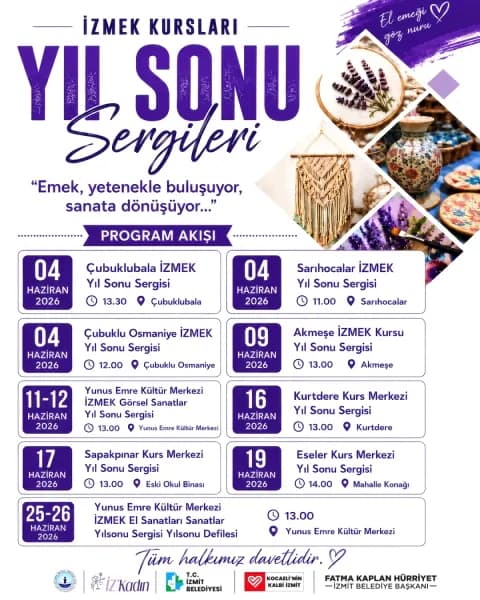 İzmit'te İZMEK Yıl Sonu Sergisi: 4-26 Haziran'da Kapılarını Açıyor İzmit'te İZMEK Yıl Sonu Sergisi: 4-26 Haziran'da Kapılarını Açıyor