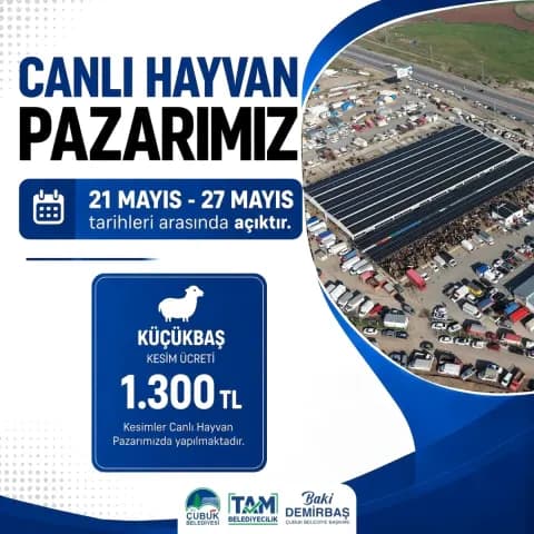 Çubuk'ta Kurban Kesim Hizmetinde Son Günler! Pazar 27 Mayıs'ta Kapanıyor Çubuk'ta Kurban Kesim Hizmetinde Son Günler! Pazar 27 Mayıs'ta Kapanıyor