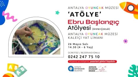 Antalya Oyuncak Müzesi'nde Ücretsiz Ebru Atölyesi: Çocuklar Suyun Üzerinde Renklerle Buluşuyor Antalya Oyuncak Müzesi'nde Ücretsiz Ebru Atölyesi: Çocuklar Suyun Üzerinde Renklerle Buluşuyor