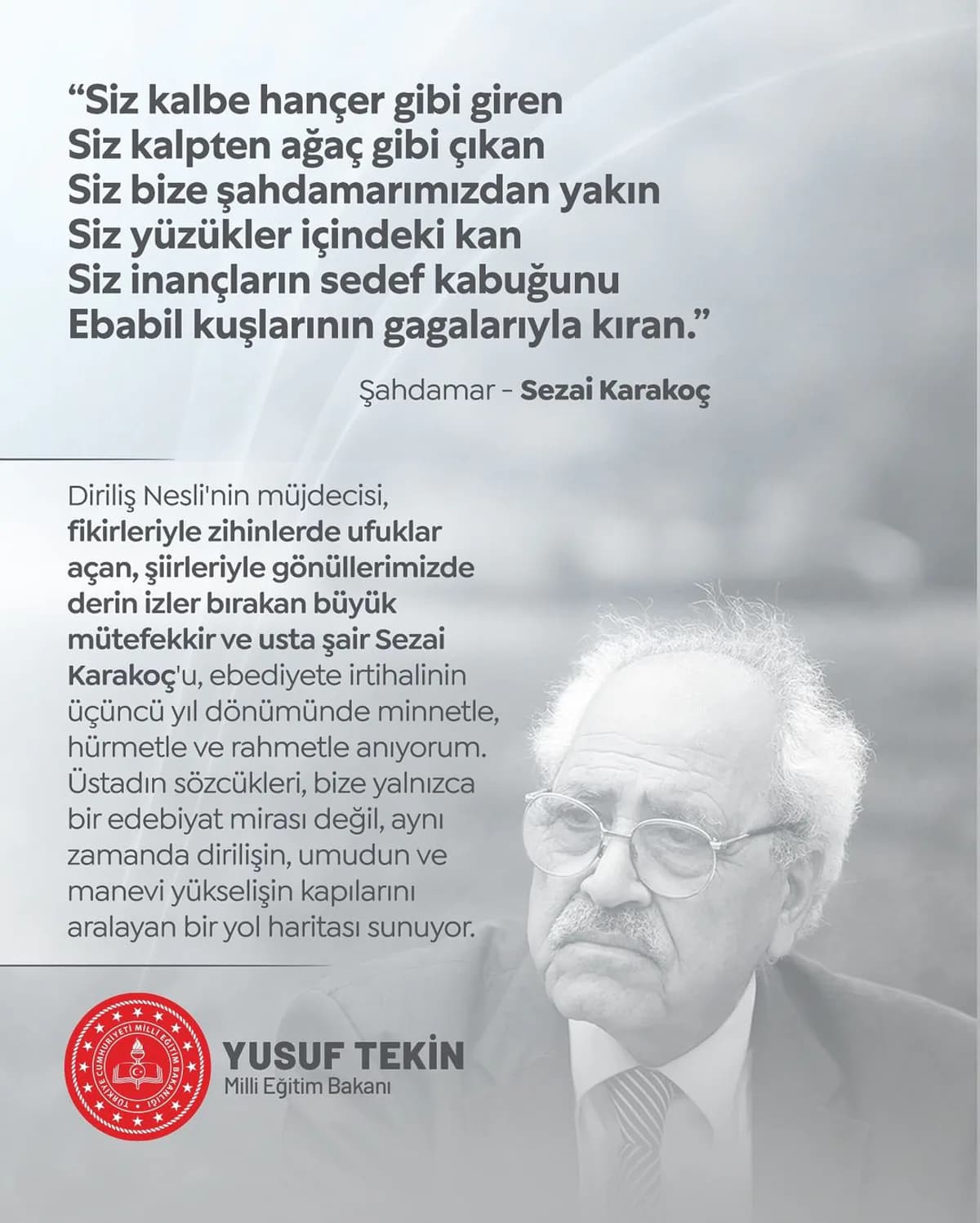 Sezai Karakoç'un Ölüm Yıl Dönümü Anılıyor Sezai Karakoç'un Ölüm Yıl Dönümü Anılıyor