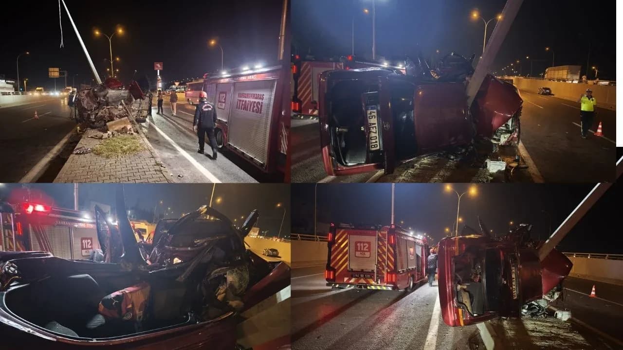 Kahramanmaraş'ta Korkutan Kaza: Otomobil Direğe Çarptı, Can Pazarı Yaşandı Kahramanmaraş'ta Korkutan Kaza: Otomobil Direğe Çarptı, Can Pazarı Yaşandı