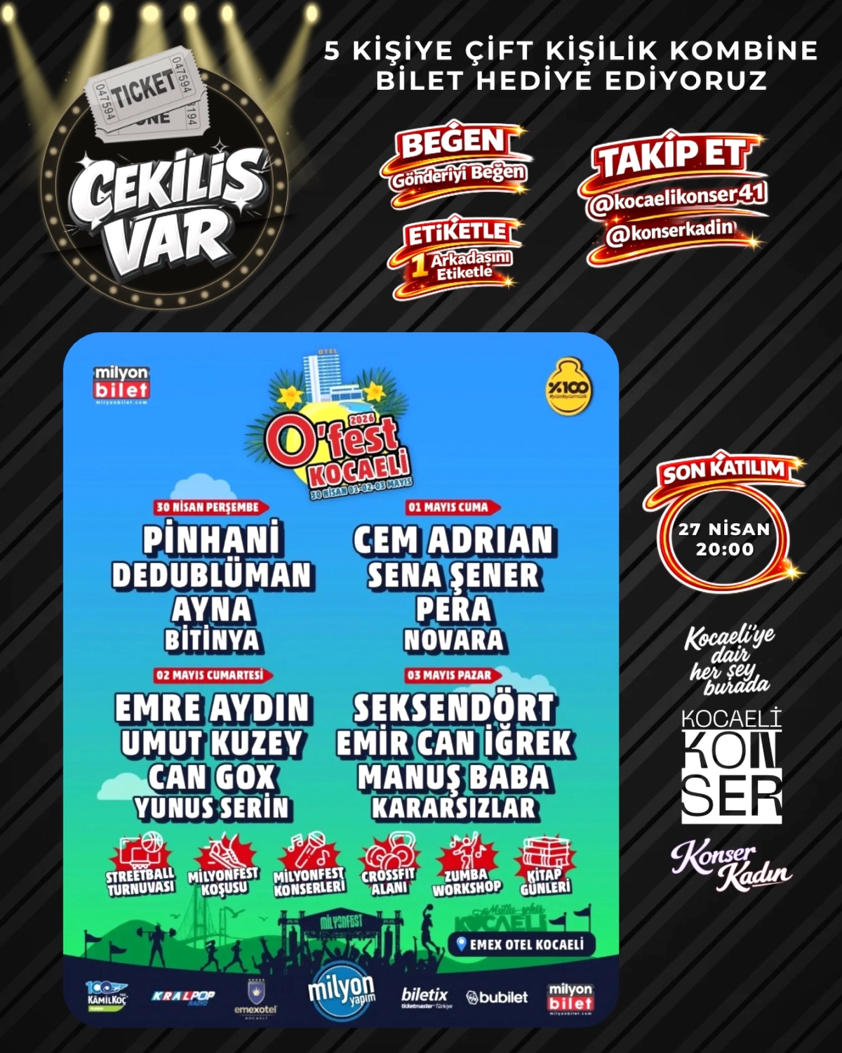 Emex Otel Ofestturkiye İçin 5 Kişiye Çift Bilet Çekilişi