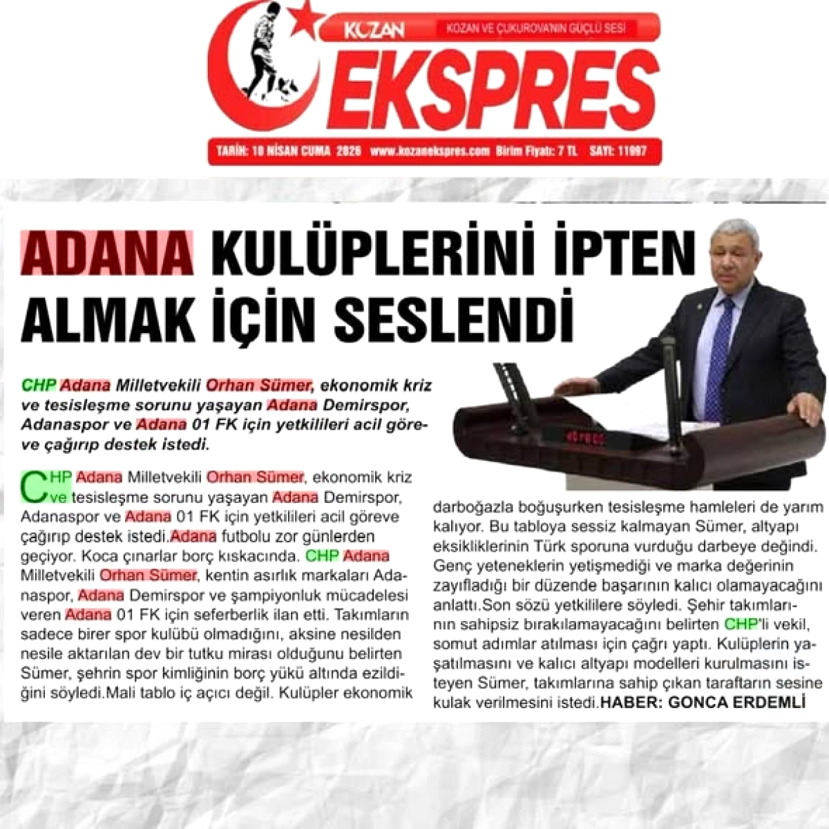 Adana'nın Spor Kulüpleri Şehrin Kimliği: Orhan Sümer'den Uyarı