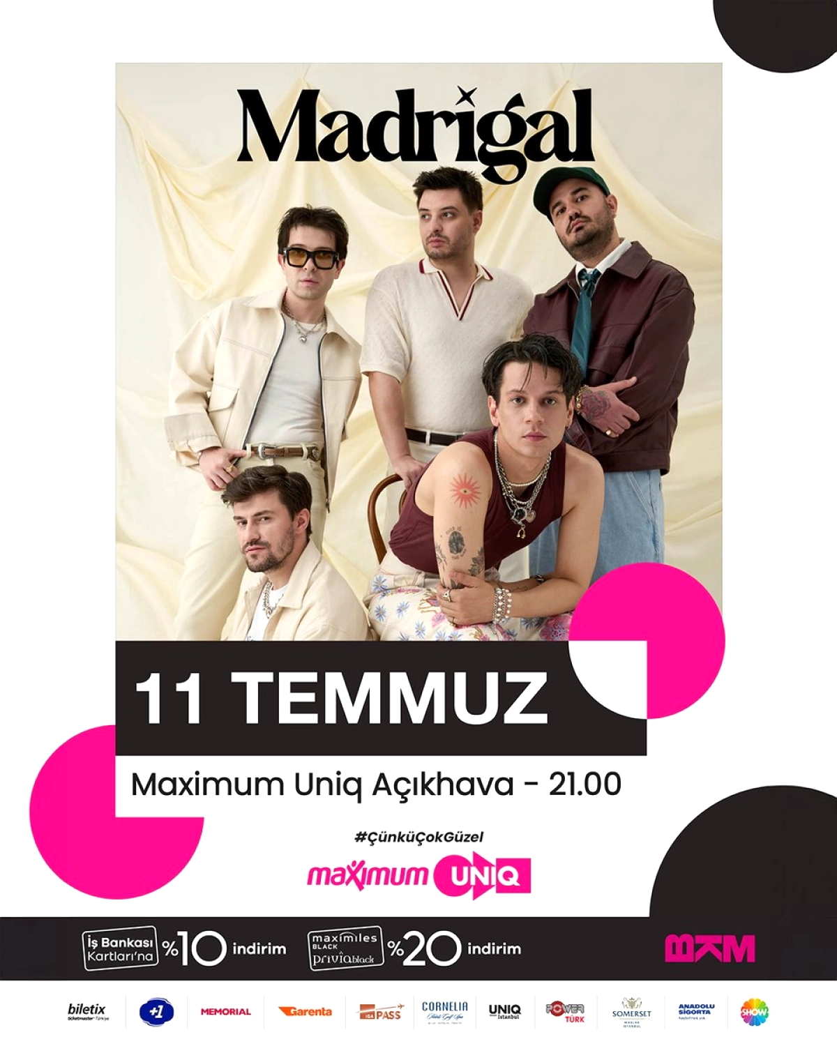 Madrigal 11 Temmuz'da Maximum Uniq Açıkhava'da Konser Verecek