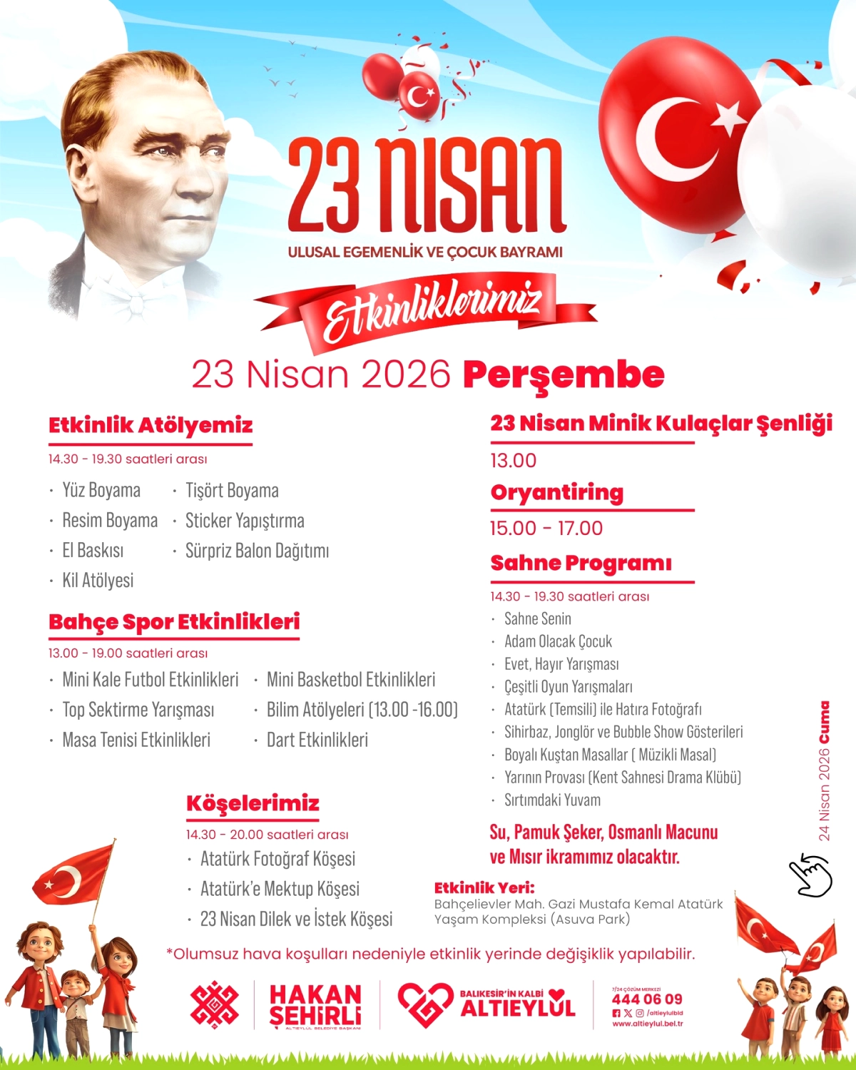 Altıeylül'de 23 Nisan Coşkusu: 3 Günlük Dev Etkinlik Programı