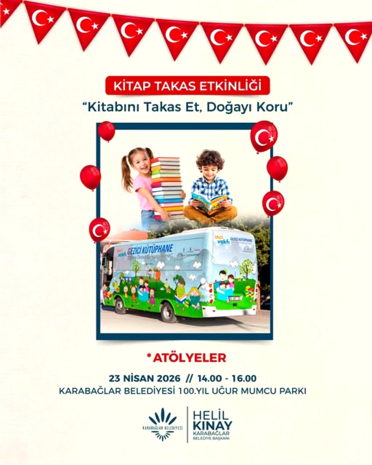 Karabağlar'da 23 Nisan'da Kitap Takası: Çocuklar Hem Okusun Hem Doğayı Korusun