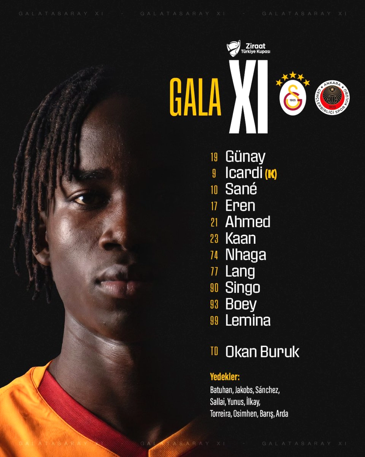 Galatasaray - Gençlerbirliği Maç Kadrosu Açıklandı | İlk 11 ve Yedekler