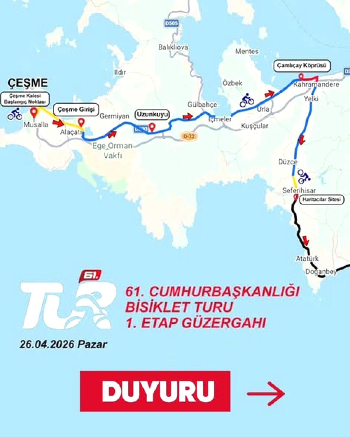 Urla'da Bisiklet Turu Trafiği 4.5 Saat Kapanıyor