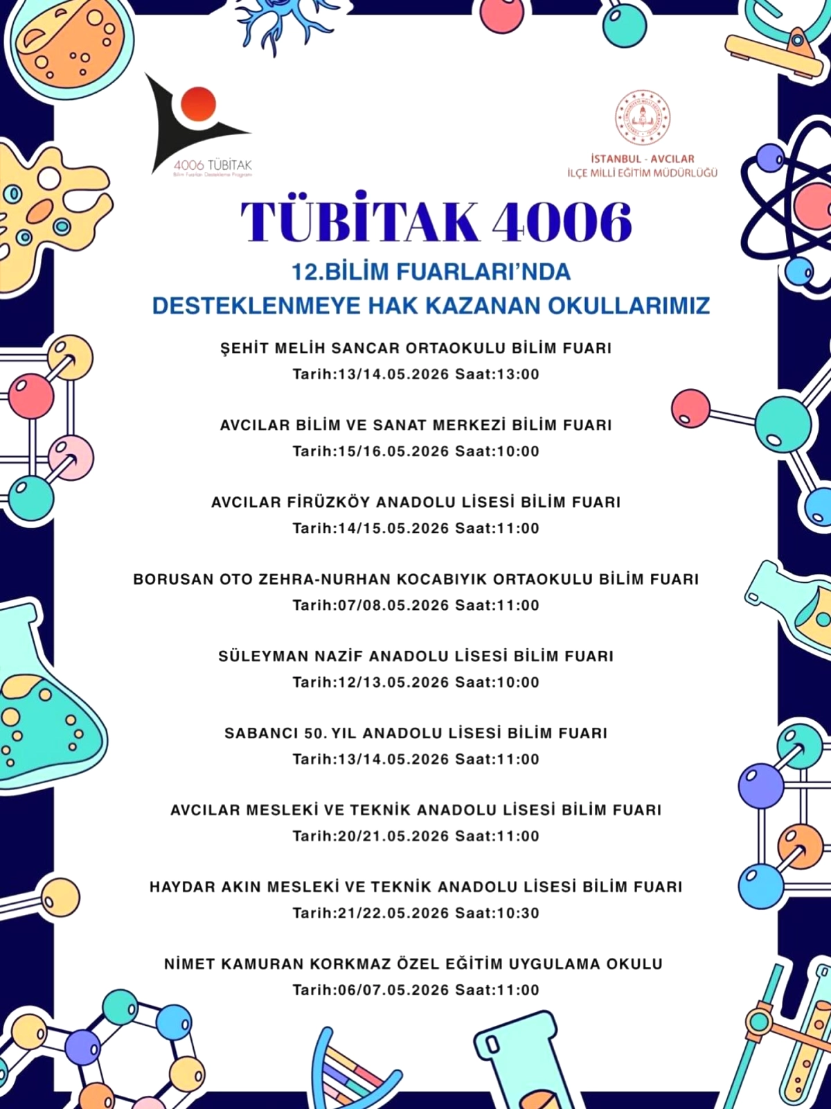 Avcılar'da TÜBİTAK Bilim Fuarları Başlıyor: Öğrenci Projeleri Sergilenecek