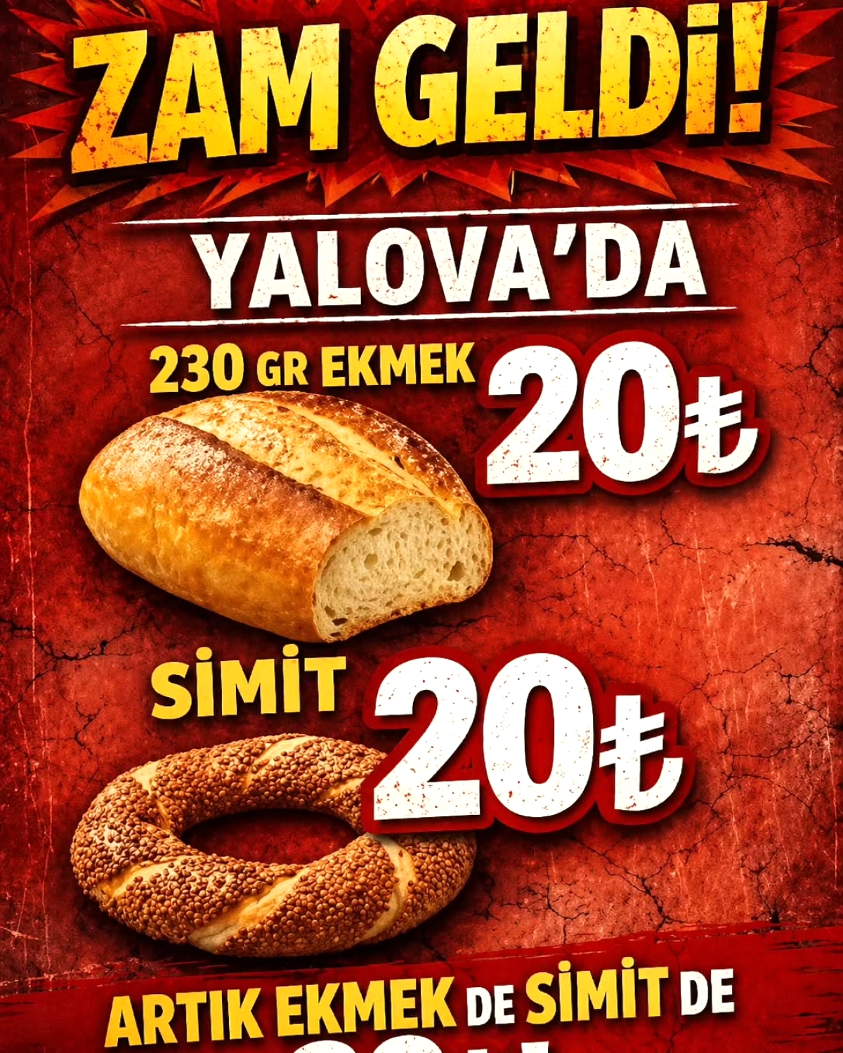 Yalova'da Ekmek ve Simit Fiyatlarına Zam: 25 Nisan'dan İtibaren 20 TL