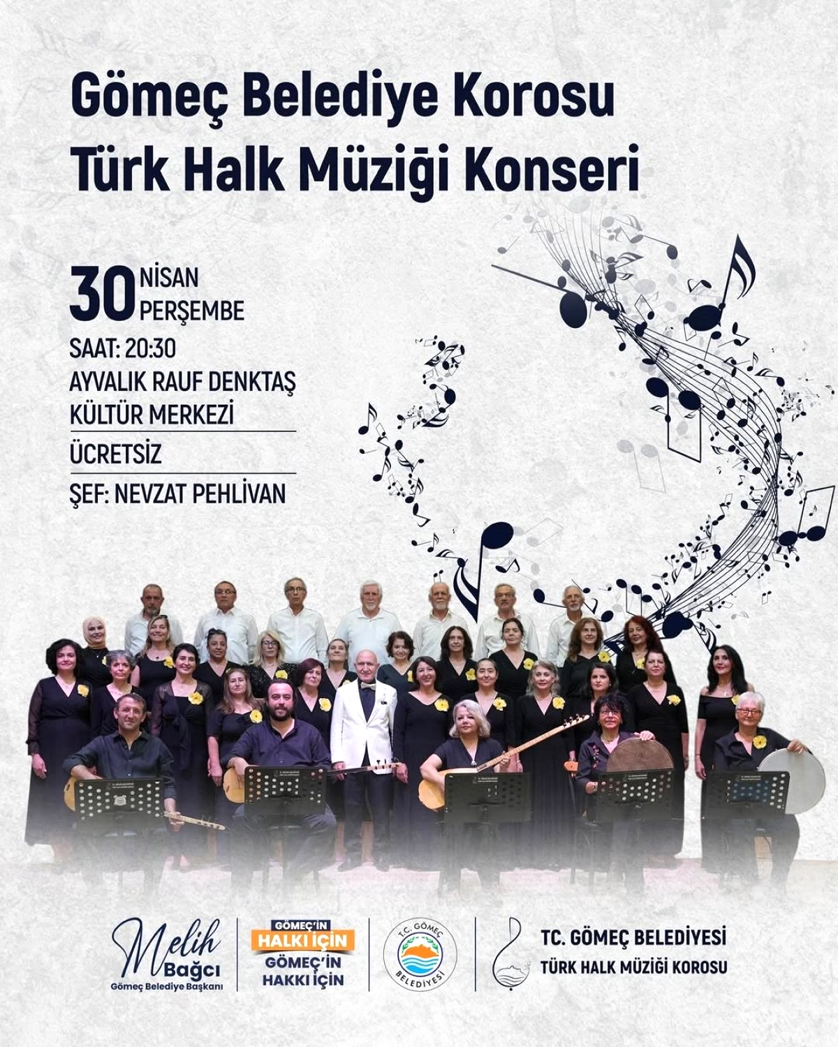 Gömeç Belediyesi Korosu Ücretsiz Türk Halk Müziği Konseri Düzenliyor