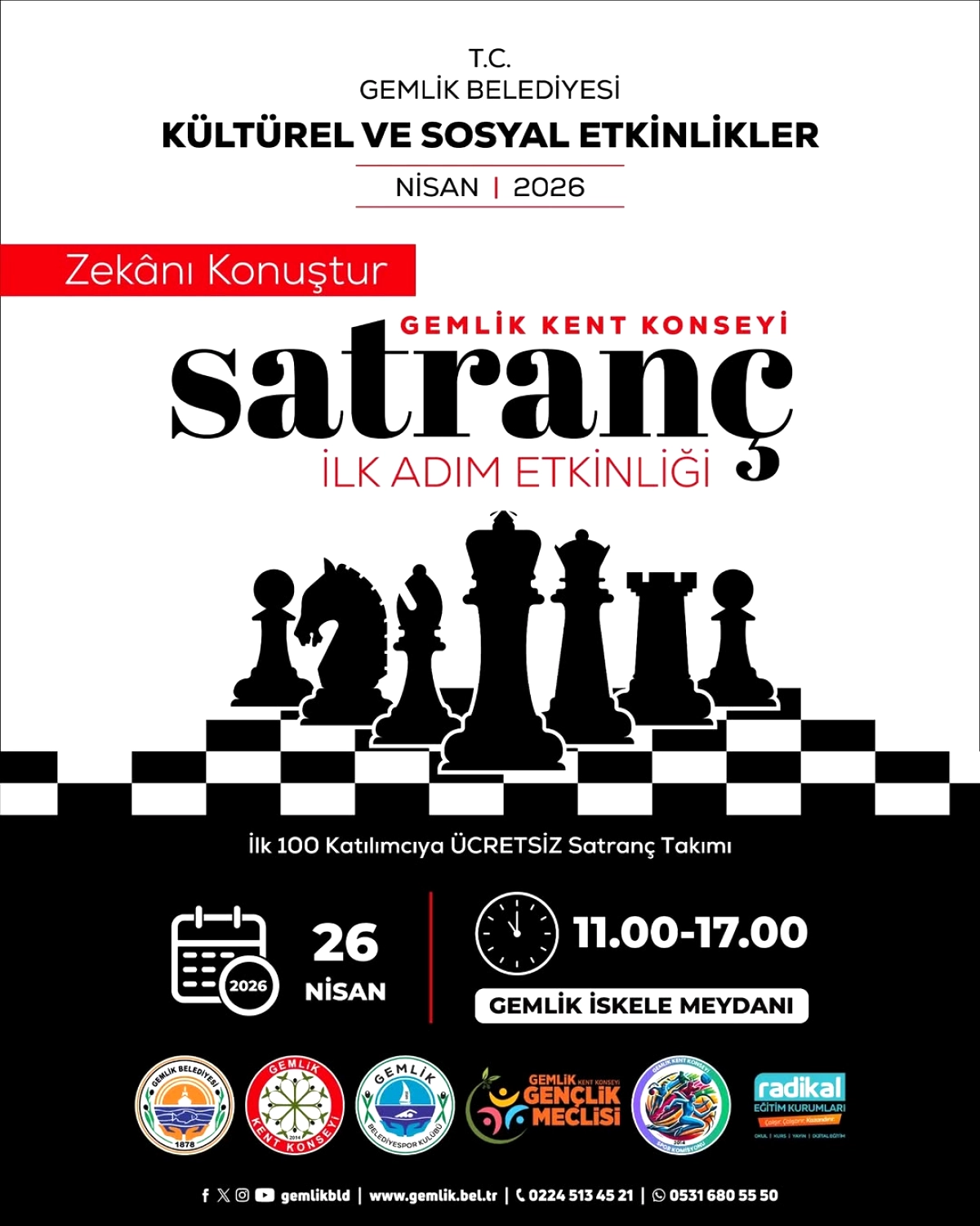 Gemlik'te Satranç Şöleni: İlk 100 Kişiye Ücretsiz Takım
