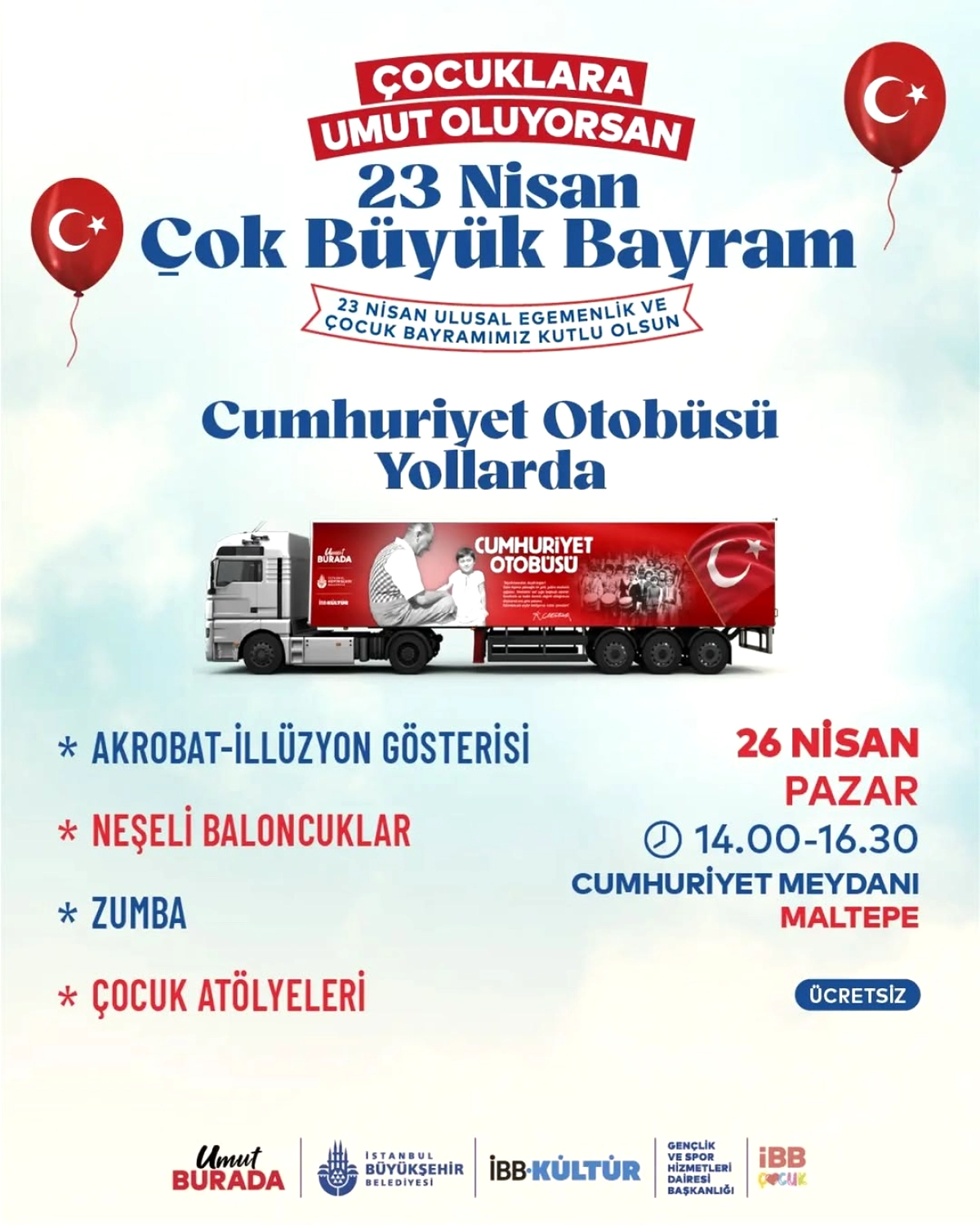 Maltepe'de 23 Nisan Coşkusu Sürüyor: Ücretsiz Çocuk Etkinlikleri