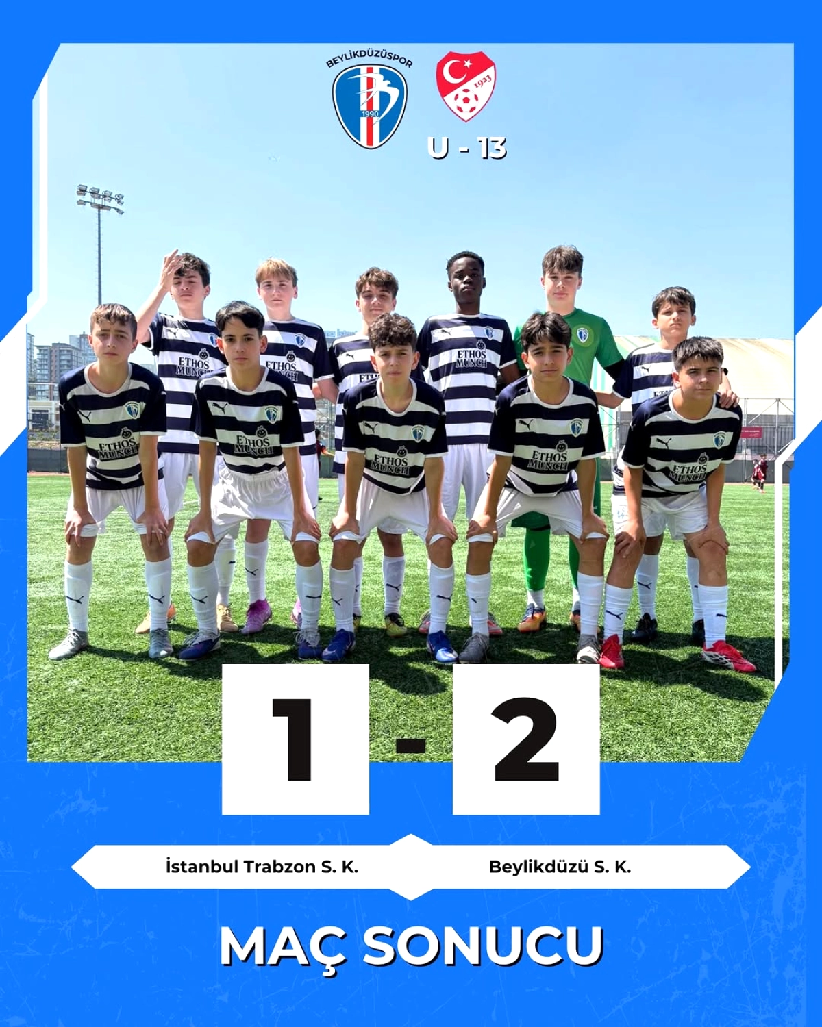 Beylikdüzü U13 Takımı Trabzon S.K.'yi 2-1 Mağlup Etti