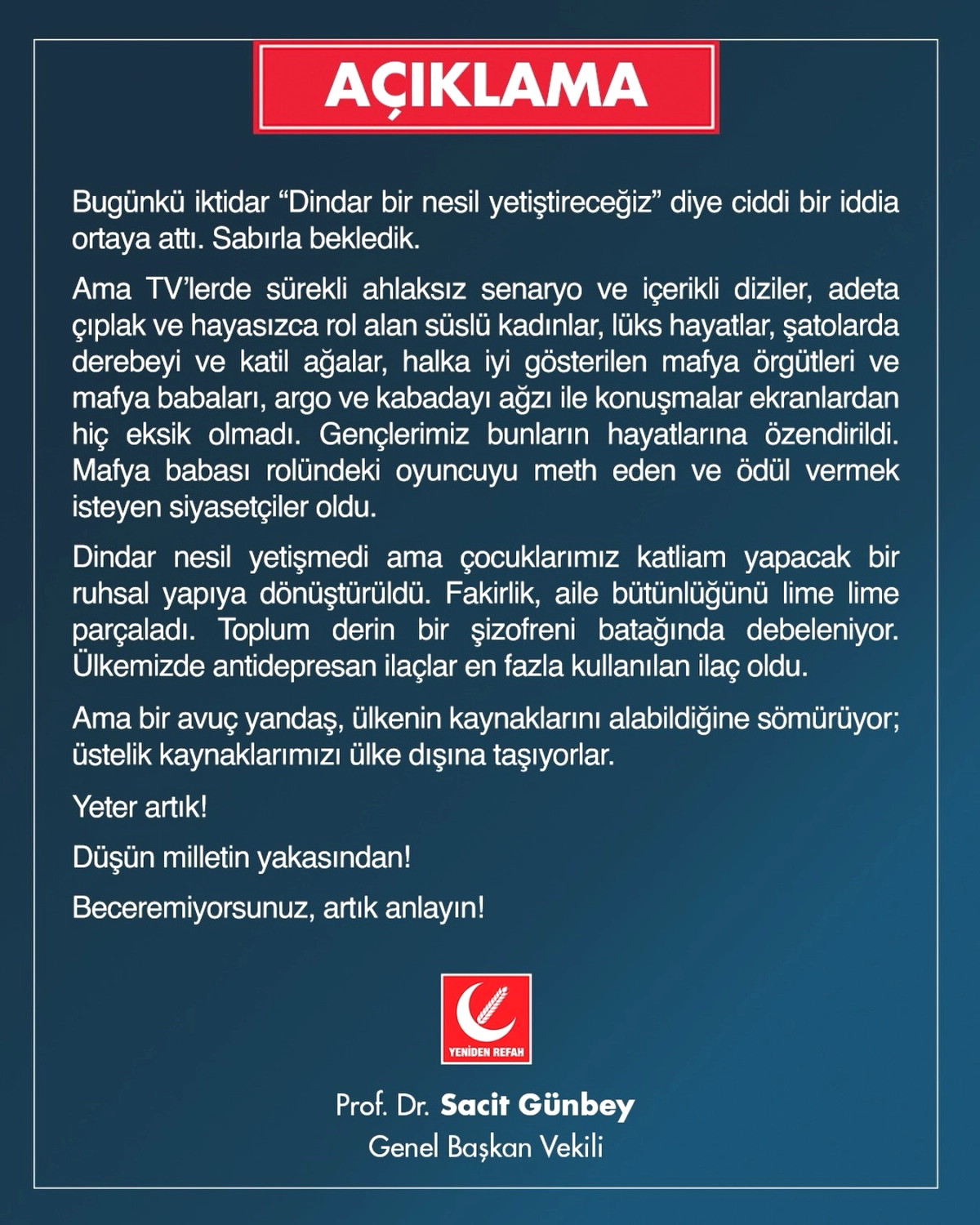 Yeniden Refah'tan Sert Kaynak Eleştirisi: Yandaş Sömürüyor