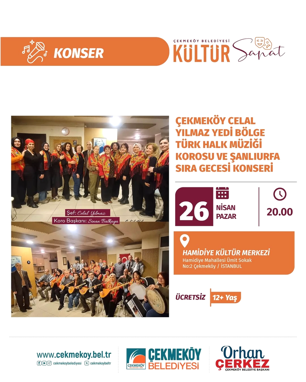 Çekmeköy'de Yarın Şanlıurfa Sıra Gecesi Konseri