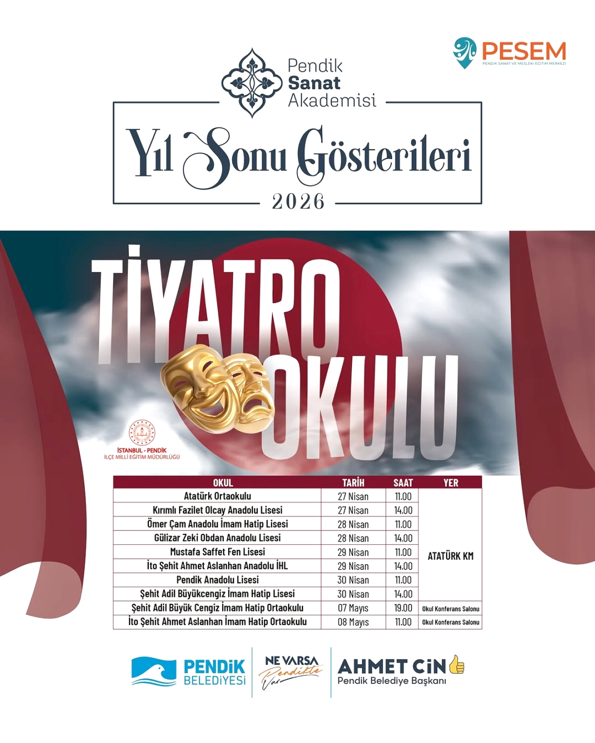 Pendik'te Genç Yetenekler Sahneye Çıkıyor: Tiyatro Okulu Gösterileri Başlıyor