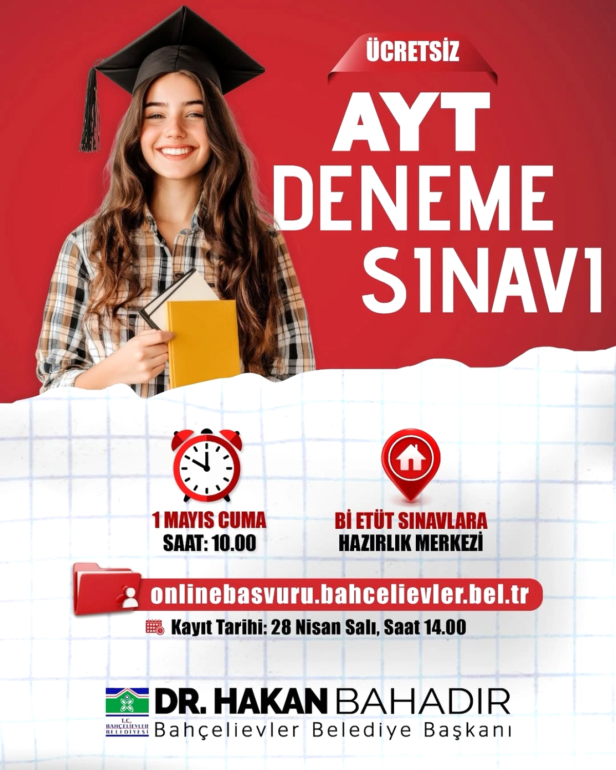 Bahçelievler Belediyesi: 1 Mayıs'ta Ücretsiz AYT Deneme Sınavı - Kayıtlar 28 Nisan'da Başlıyor