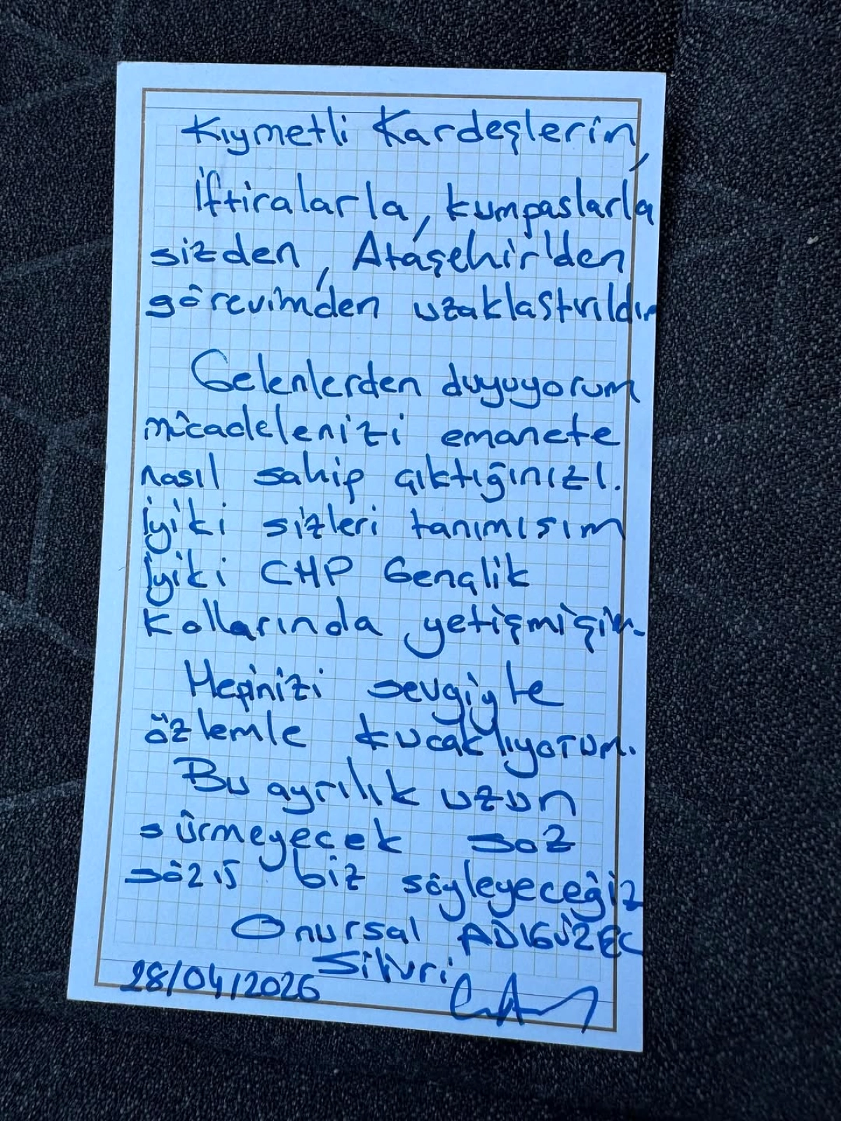 Ataşehir Gençlik Örgütü'nden Adıgüzel'e Destek: 