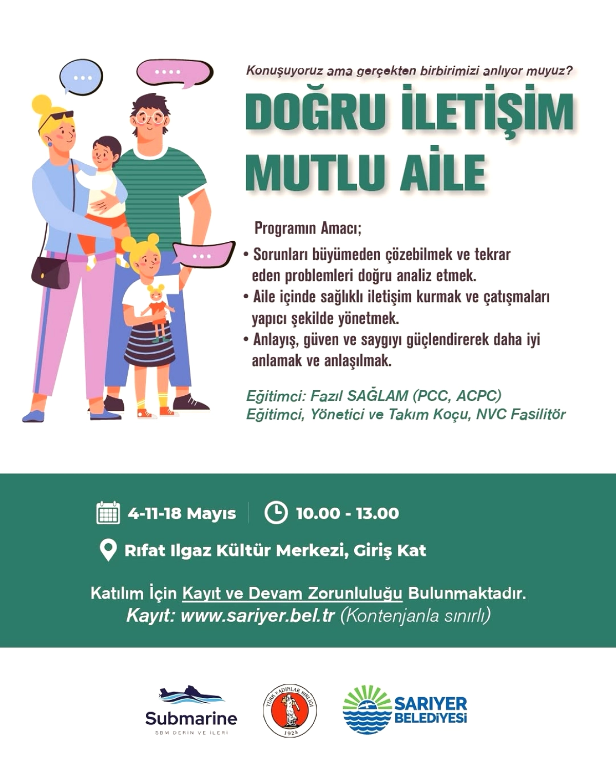 Sarıyer Belediyesi Ailelere Yönelik İletişim Eğitimi Başlatıyor