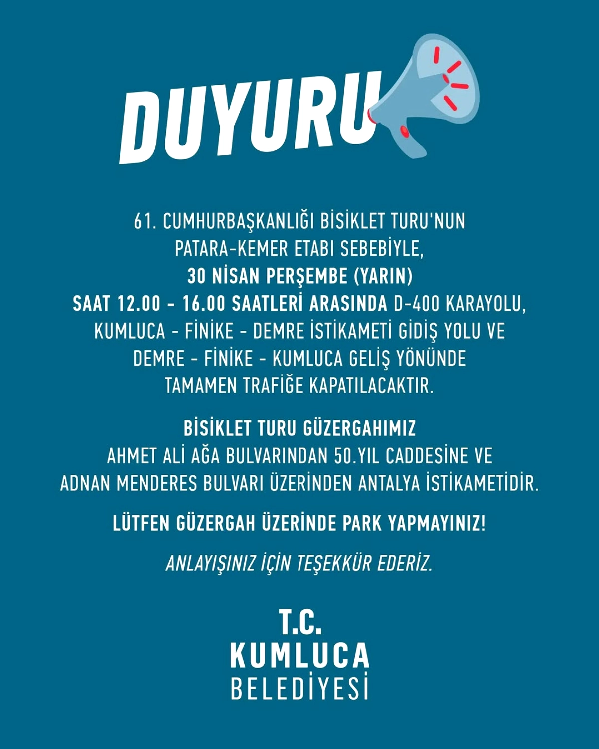 D 400 Karayolu Yarın 4 Saat Kapatılıyor! Alternatif Yol Planlayın