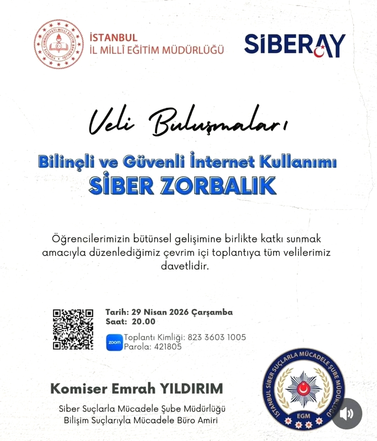 Kartal'da Velilere Siber Zorbalık Eğitimi Verildi