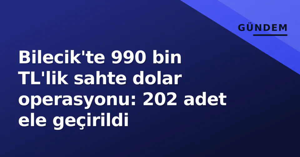 Bilecik'te 990 bin TL'lik sahte dolar operasyonu: 202 adet ele geçirildi görseli