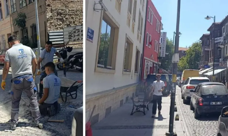 1 No’lu Büyük Camii Sokak'ta Yol Çalışması Trafiği Kilitledi görseli