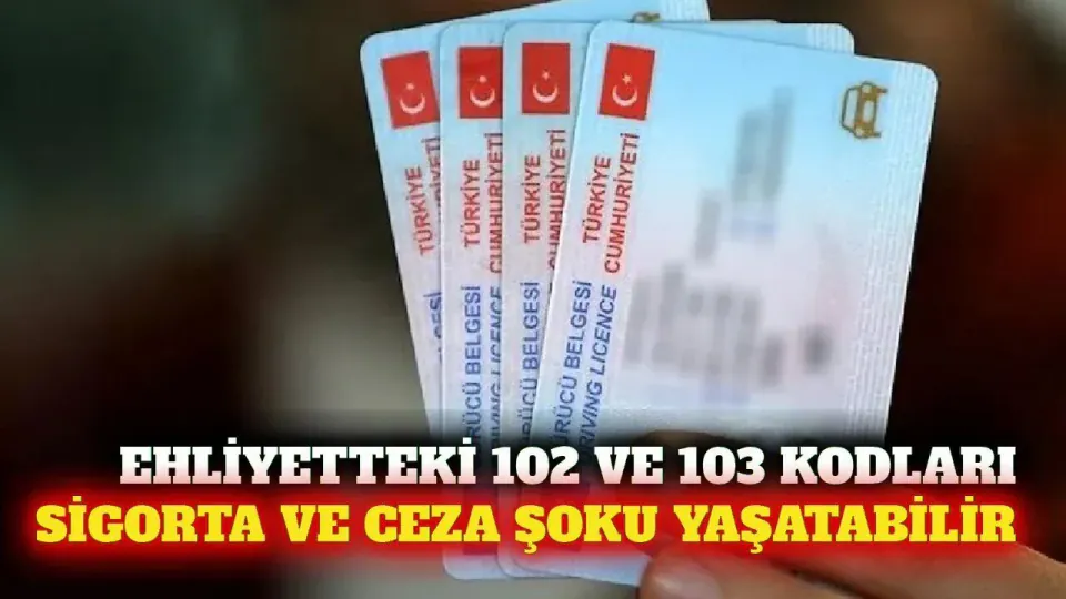 Ehliyetteki 102 ve 103 kodları ne anlama geliyor? Sürücüler dikkat görseli