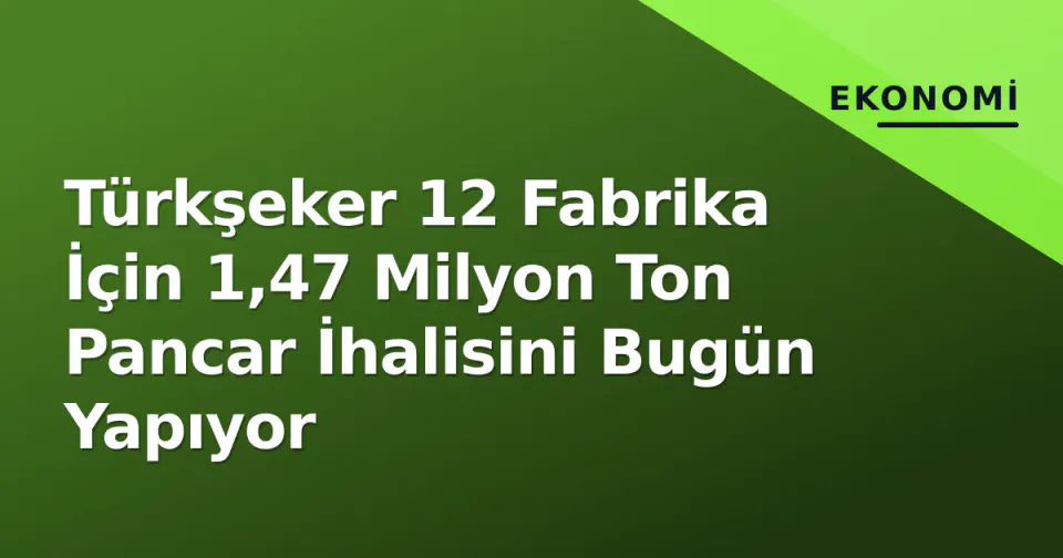 Türkşeker 12 Fabrika İçin 1,47 Milyon Ton Pancar İhalisini Bugün Yapıyor görseli
