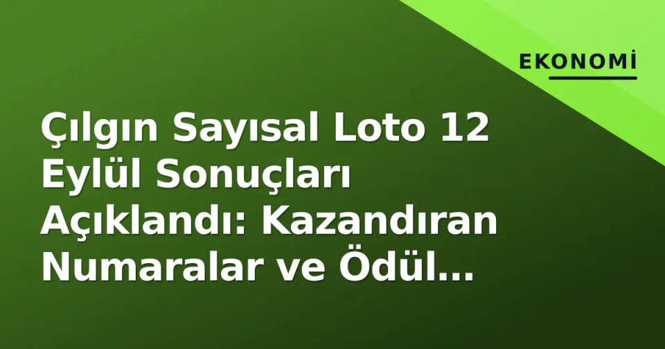Çılgın Sayısal Loto 12 Eylül Sonuçları Açıklandı: Kazandıran Numaralar ve Ödül Payları görseli