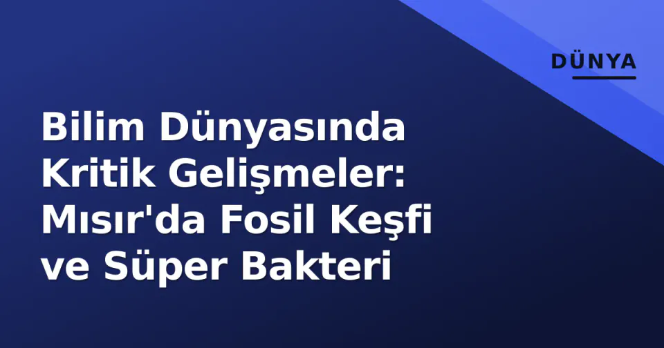 Bilim Dünyasında Kritik Gelişmeler: Mısır'da Fosil Keşfi ve Süper Bakteri